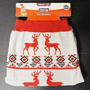 Dog Pet Sweater NWT Ugly Christmas Holiday Reindeer Winter Red Grey Medium Knit